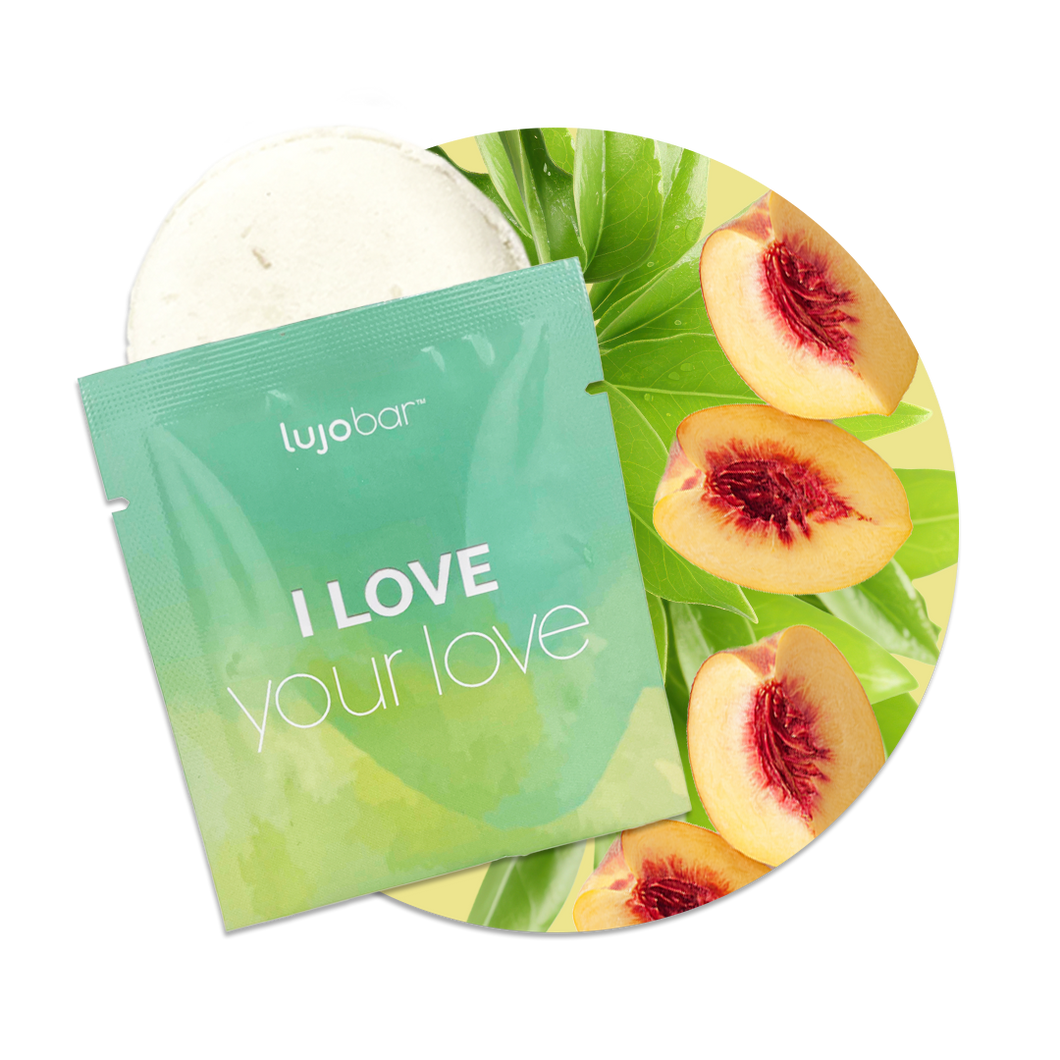 Green Tea + Peach | lujo bar XOXO Shower Steamer | Phthalates Free, Cruelty Free, Vegan